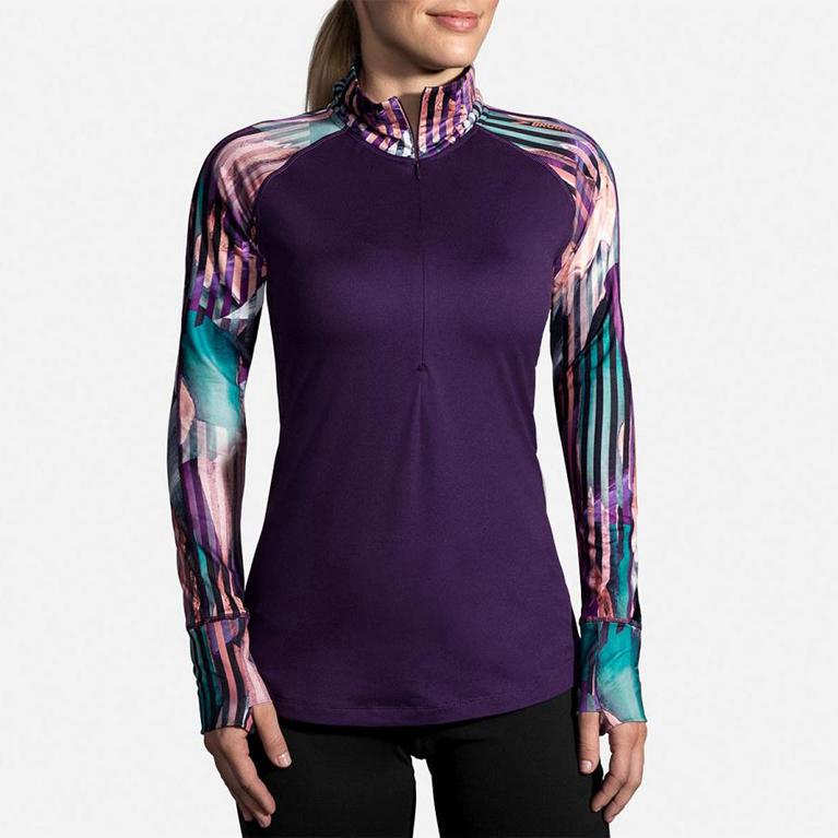 Brooks Women's DASH HALF ZIP Running Jackets - Purple - Canada (PLONH-0718)